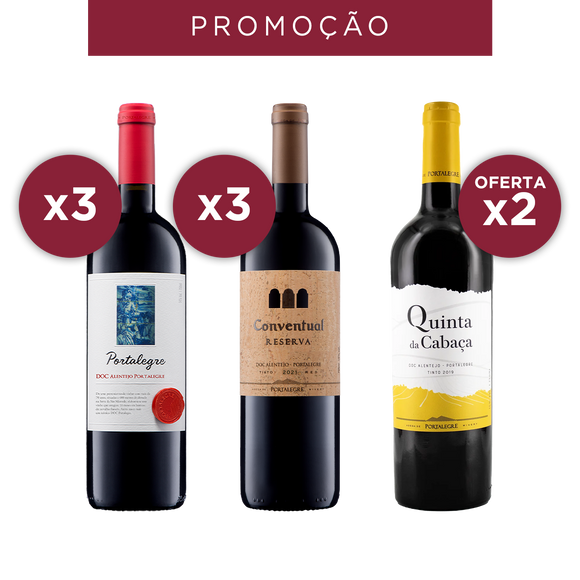 Pack 3 Portalegre tinto + 3 Conventual Reserva Tinto + 2 Quinta da Cabaça